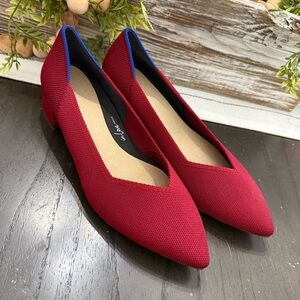 Rothys The High Point Comfort Heels Shoes Autumn Red Knit Womens Size 8.5